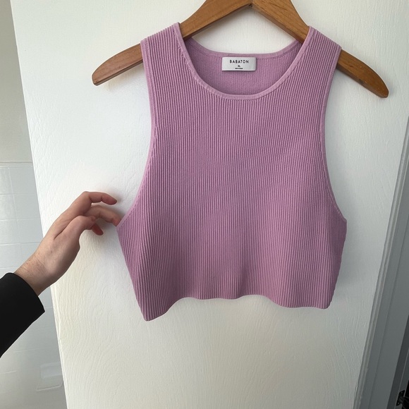 Babaton Sculpt lilac cropped ribbed tank - Picture 3 of 4